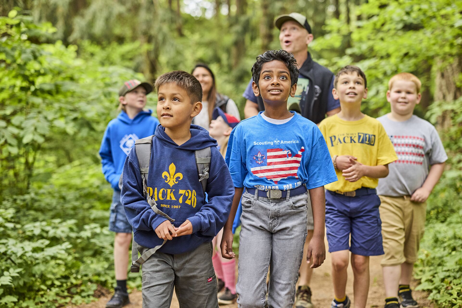 Cub Scouts hiking together