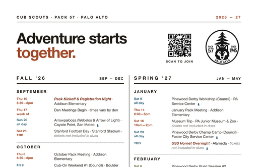 Top of page 1 of the program overview